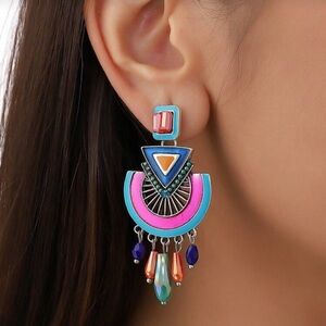 Colorful Geometric Dangle Earrings